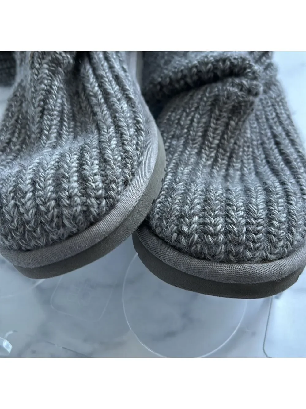 UGG Classic Cardy Gray Chunky Cable Sweater Boot Size 5